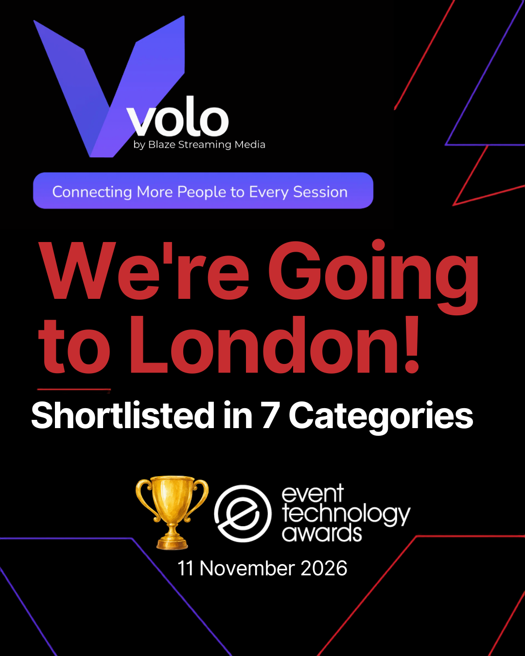 Volo by Blaze Streaming Media Event Technology Awards Shortlist 2026 Poster
